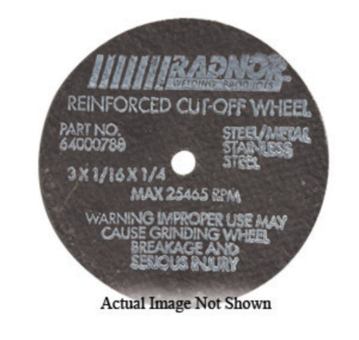 Radnor¬Æ 3" X .0350" X 1/4" A60O Aluminum Oxide Reinforced Type 1 Cut Off Wheel For Use With Straight Shaft Grinder On Metal