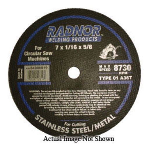Radnor¬Æ 6" X 1/16" X 5/8" A36T Aluminum Oxide Reinforced Type 1 Cut Off Wheel For Use With Circular Saw On Stainless Steel And Metal