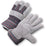 Radnor¬Æ Large Economy Grade Split Leather Palm Gloves With Safety Cuff, Striped Canvas Back And Leather Palm Patch, Reinforced Knuckle Strap, Pull Tab, Index Finger And Fingertips