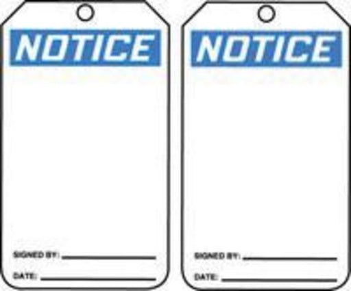 Accuform Signs¬Æ 5 7/8" X 3 1/8" 15 mils RP-Plastic Accident Prevention Blank Tag NOTICE (25 Per Pack)
