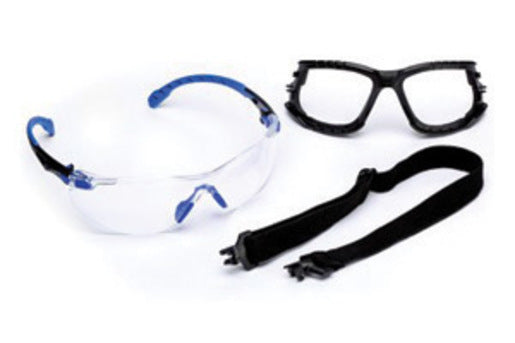 3M‚Ñ¢ Solus‚Ñ¢ 1000 Series Kit With Blue And Black Polycarbonate Safety Glasses With Clear Scotchgard‚Ñ¢ Anti-Fog Lens, Removable Foam Gasket And Elastic Strap