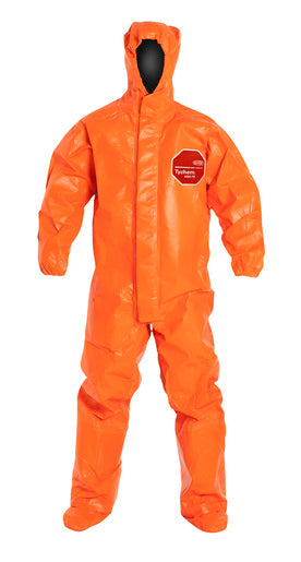 DuPont‚Ñ¢ 2X Orange SafeSPEC‚Ñ¢ 2.0 34 mil Tychem¬Æ ThermoPro Chemical Protection Coveralls With Taped Seams, Double Storm Flap With Hook And Loop Closure, Respirator Fit Hood With Drawstring, Socks With Outer Boot Flaps And Elastic Wrists