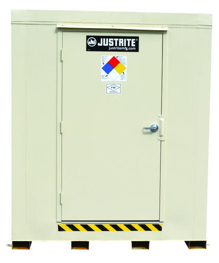 Justrite¬Æ 71 Gallon Bone Heavy Gauge Steel 4-Hour Fire-Rated 4-Drum Outdoor Safety Locker With (1) Self Closing Door (For Flammables And Combustibles)