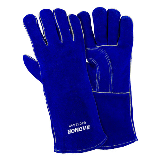 Radnor¬Æ Large Blue 14" Shoulder Split Cowhide Cotton/Foam Lined Insulated Welders Gloves With Reinforced, Wing Thumb