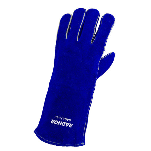 Radnor¬Æ Large Blue 14" Shoulder Split Cowhide Cotton/Foam Lined Insulated Left Hand Welders Glove With Reinforced, Wing Thumb, Welted Fingers And Kevlar¬Æ Stitching (Carded)