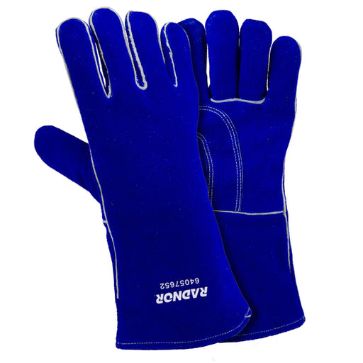 Radnor¬Æ Ladies Blue 12" Shoulder Split Cowhide Cotton/Foam Lined Insulated Welders Gloves With Reinforced, Wing Thumb