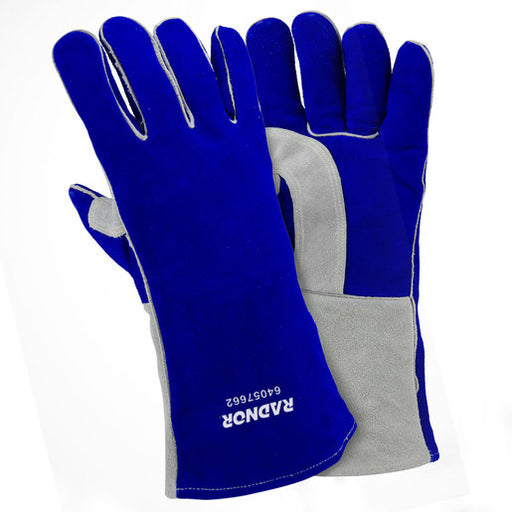 Radnor¬Æ Large Blue 14" Premium Side Split Cowhide Cotton/Foam Lined Insulated Welders Gloves With Double Reinforced, Wing Thumb