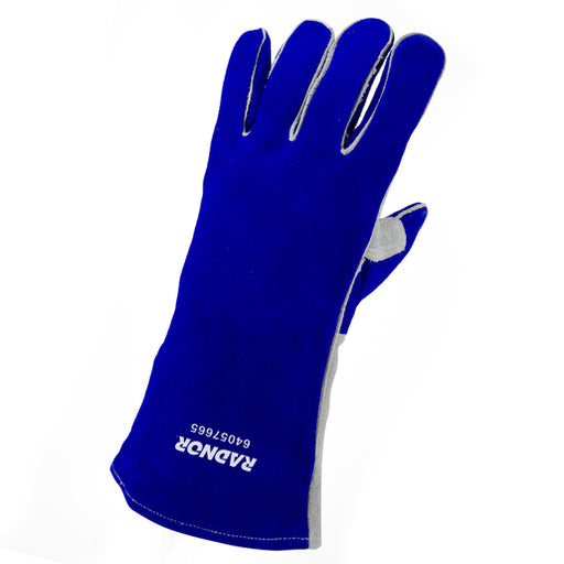Radnor¬Æ Large Blue 14" Premium Side Split Cowhide Cotton/Foam Lined Insulated Left Hand Welders Glove With Double Reinforced, Wing Thumb, Welted Fingers And Kevlar¬Æ Stitching (Carded)