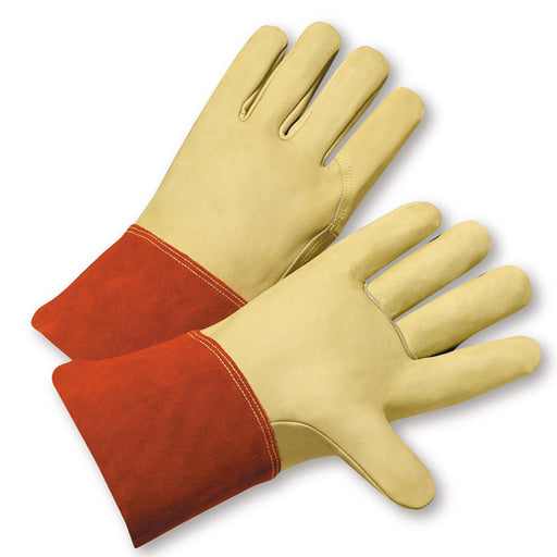 Radnor¬Æ Medium Standard Grain Cowhide MIG/TIG Welders Glove With 4" Split Leather Cuff, Kevlar¬Æ Sewn Reinforced Thumb Strap And Pull