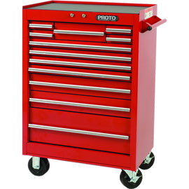Stanley® 42" X 27" X 18" 9420 cc Red Aluminum Proto® 440SS Roller Cabinet With 12 Drawers