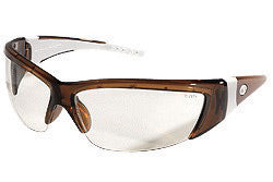 Crews¬Æ ForceFlex¬Æ 2 Safety Glasses With Translucent Brown With White Rubber Thermo Plastic Urethane Frame, Clear Polycarbonate Duramass¬Æ Anti-Scratch Lens And White Temple Sleeve