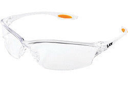 Crews¬Æ Law¬Æ 2 Safety Glasses With Clear Nylon Frame, Clear Polycarbonate Duramass¬Æ Anti-Scratch Lens And TPR Nose Pad And Orange Temple Sleeve