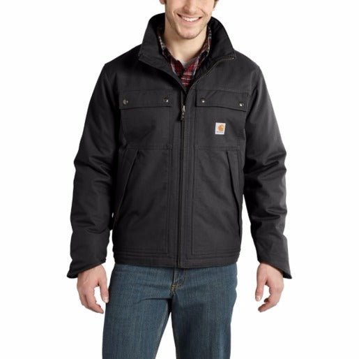 Carhartt¬Æ Medium Regular Black Jefferson Traditional Thinsulate‚Ñ¢¬†Lined 8.5 Ounce Quick Duck¬Æ Cotton And Polyester Water Repellent Jacket With Front Zipper Closure