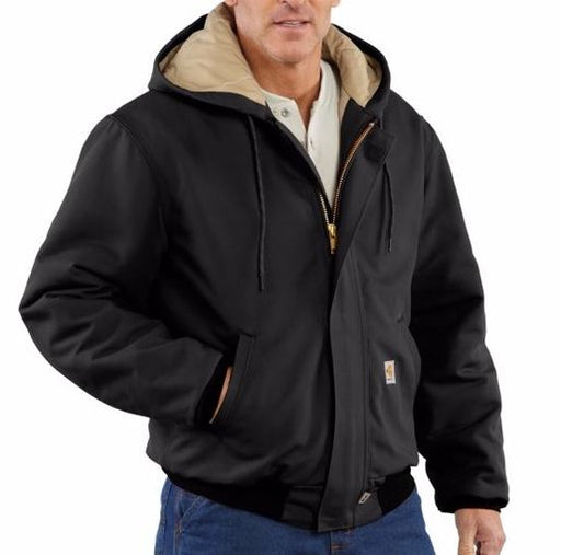 Carhartt Large/Tall Black Cotton/Duck Flame-Resistant Jacket With Insulated Lining And Zipper Closure And Attached Quilt-Lined Hood With Adjustable Nomex Fr Draw Cord