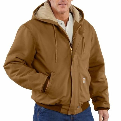 Carhartt X-Large/Regular Carhartt Brown Cotton/Duck Flame-Resistant Jacket With Insulated Lining And Zipper Closure And Attached Quilt-Lined Hood With Adjustable Nomex Fr Draw Cord