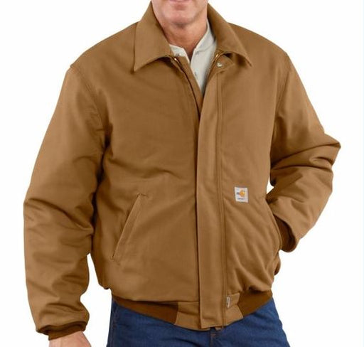 Carhartt Size 3X/Regular Carhartt Brown Cotton/Duck Flame-Resistant Jacket With Insulated Lining And Zipper Closure And Nomex Fr Rib-Knit Cuffs And Waistband