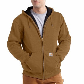 Carhartt¬Æ Large Tall Carhartt Brown Rutland Thermal Lined 12 Ounce Cotton And Polyester Water Repellent Sweatshirt With Front Zipper Closure, Triple Stitched Seam, Attached Hood And (2) Pockets