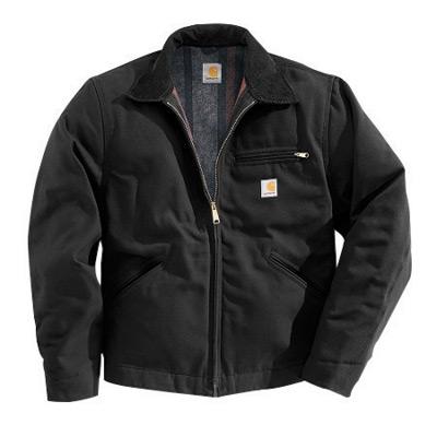 Carhartt¨ 5X Regular Black Flannel Quilt Body Nylon Quilt Sleeves Lined 12 Ounce Heavy Weight Cotton Duck Detroit Jacket Triple-Stitched Seams (2) Lower Front Pockets, Left-Chest Pocket And Inside Welt Pocket
