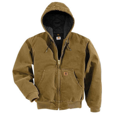 Carhartt¬Æ 2X Tall Brown Flannel Quilt Body Nylon Quilt Sleeves Lined 12 Ounce Heavy Weight Cotton Duck Sandstone Active Jacket With Front Zipper Closure Triple-Stitched Seams (2) Inside Pockets, (2) Deep Hand-Warmer Pockets, Rib-Knit Cuffs And Waistband