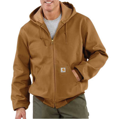 Carhartt¬Æ 3X Tall Brown Polyester Thermal Lined 12 Ounce Heavy Weight Cotton Duck Active Jacket With Front Zipper Closure Triple-Stitched Seams (2) Large Hand-Warmer Pockets, (2) Inside Pockets And Attached Hood
