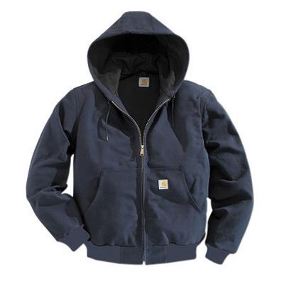 Carhartt¨ 3X Regular Dark Navy Polyester Thermal Lined 12 Ounce Heavy Weight Cotton Duck Active Jacket With Front Zipper Closure Triple-Stitched Seams (2) Large Hand-Warmer Pockets, (2) Inside Pockets And Attached Hood