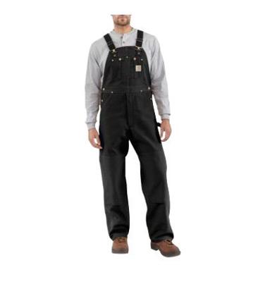 Carhartt¨ Size 32" X 32" Black 12 Ounce Mid Weight Cotton Duck Zip to Waist Bib Overalls With Buckles Closure And Two Chest Pockets With Zipper Closure
