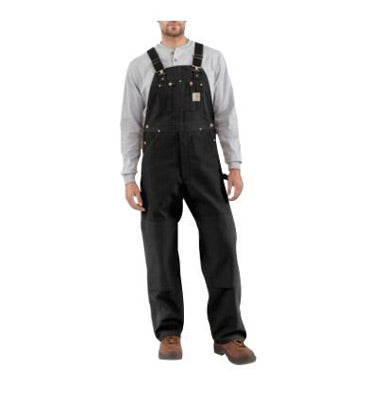 Carhartt¬Æ Size 32" X 34" Black 12 Ounce Mid Weight Cotton Duck Zip to Waist Bib Overalls With Buckles Closure And Two Chest Pockets With Zipper Closure
