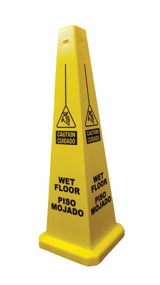 Cortina Safety Products 36" Yellow Traffic Floor Cone "CAUTION WET FLOOR" With Pictogram