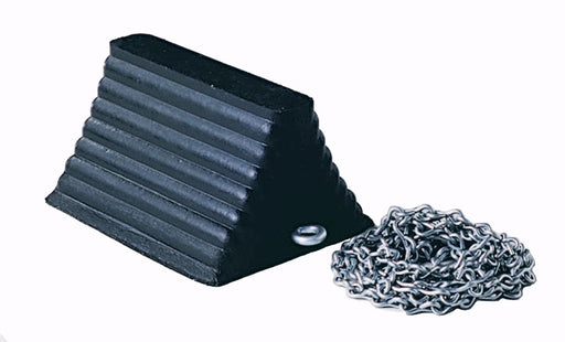 Cortina Safety Products 10" X 8" X 6" Black Recycled Rubber Heavy Duty Wheel Chock With 12' Chain