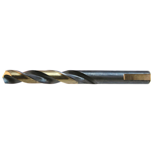 Drillco Nitro Series 350N 5/64" X 2" Black And Gold Oxide HSS General Purpose Heavy Duty Mechanics Length Drill Bit With 3-Flat Round Shank And 1" Spiral Flute, Package Size: 12 Each
