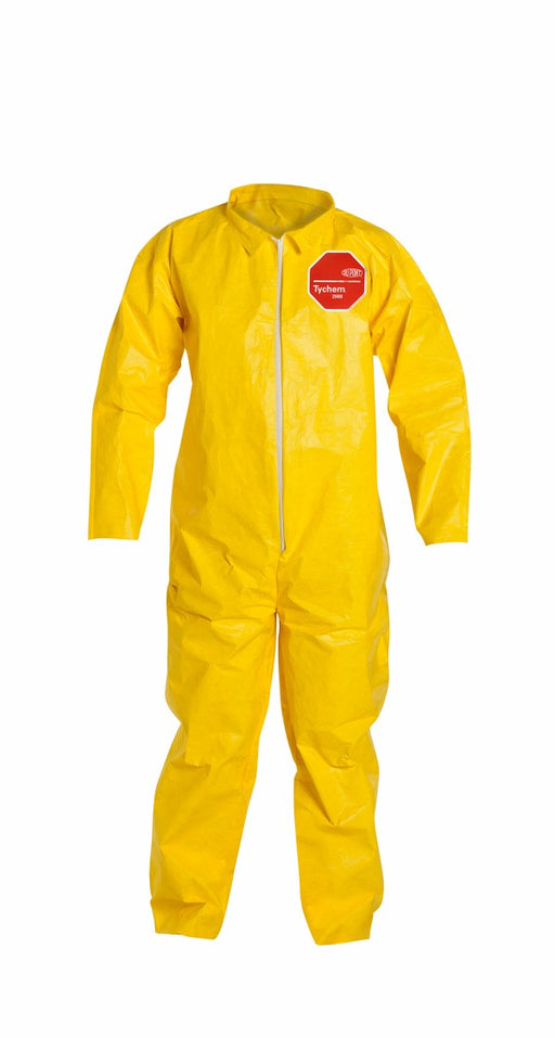 DuPont‚Ñ¢ 3X Yellow SafeSPEC‚Ñ¢ 2.0 10 mil Tychem¬Æ QC Chemical Protection Coveralls With Serged Seams, Front Zipper Closure, Laydown Collar, And Open Wrists And Ankles