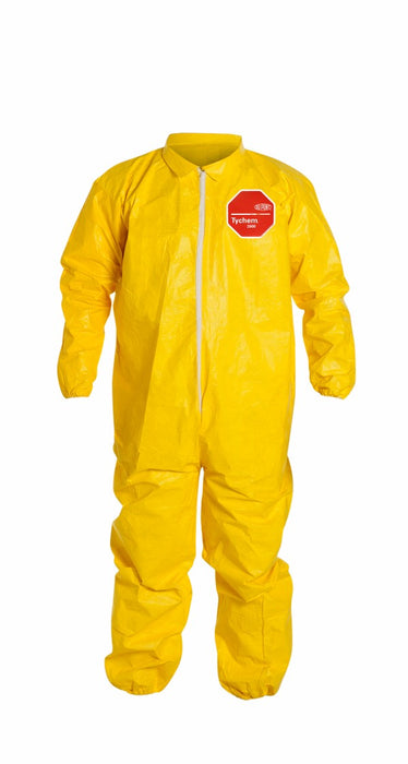 DuPont‚Ñ¢ 2X Yellow SafeSPEC‚Ñ¢ 2.0 10 mil Tychem¬Æ QC Chemical Protection Coveralls With Serged Seams, Front Zipper Closure, Laydown Collar, And Elastic Wrists And Ankles