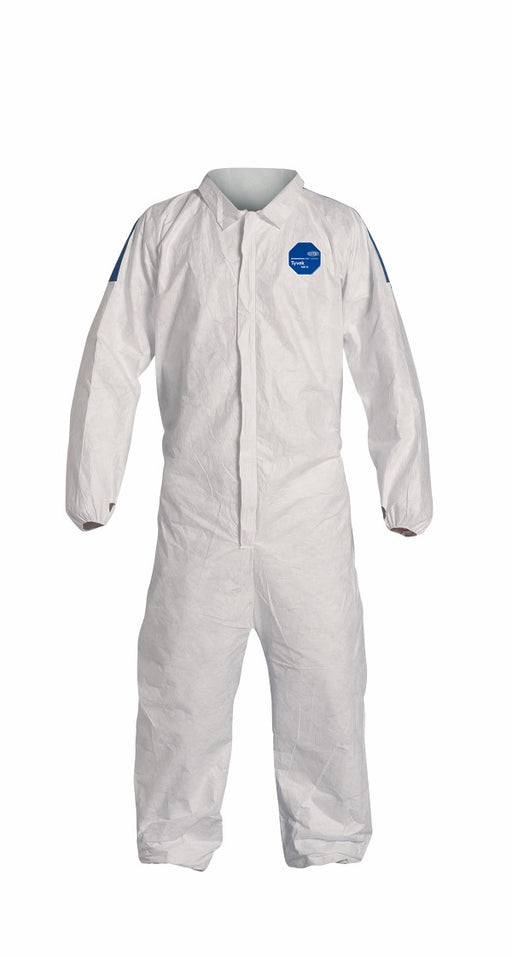 DuPont‚Ñ¢ 2X White And Blue TD125S WB 5.9 mils Tyvek¬Æ And ProShield¬Æ Chemical Protection Coveralls With Serged Seams, Storm Flap Over Front Zipper Closure, Elastic Wrist And Ankle
