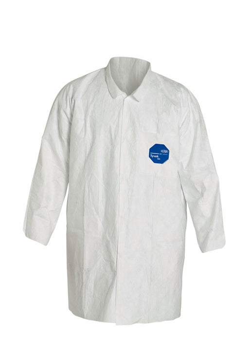 DuPont‚Ñ¢ 2X White 41 3/4" Safespec‚Ñ¢ 2.0 5.4 mil Tyvek¬Æ Disposable Lab Coat With 5 Snap Front Closure, Mandarin Collar And Open Wrist (30 Per Case)