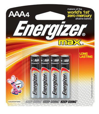 Energizer¬Æ Eveready¬Æ MAX¬Æ 1.5 Volt AAA Alkaline Battery With Flat Contact Terminal (4 Per Card)