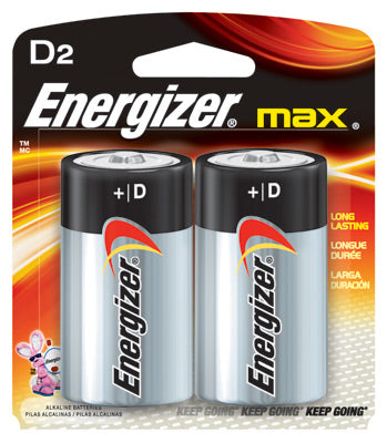 Energizer¬Æ Eveready¬Æ MAX¬Æ 1.5 Volt D Alkaline Battery With Flat Contact Terminal (2 Per Card)