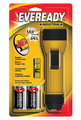 Energizer¬Æ Yellow Industrial Economy Flashlight With LED (Requires 2 D Batteries Included)