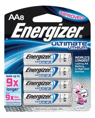 Energizer¬Æ Ultimate¬Æ e2¬Æ 1.5 Volt AA Cylindrical Lithium Battery (8 Per Card)