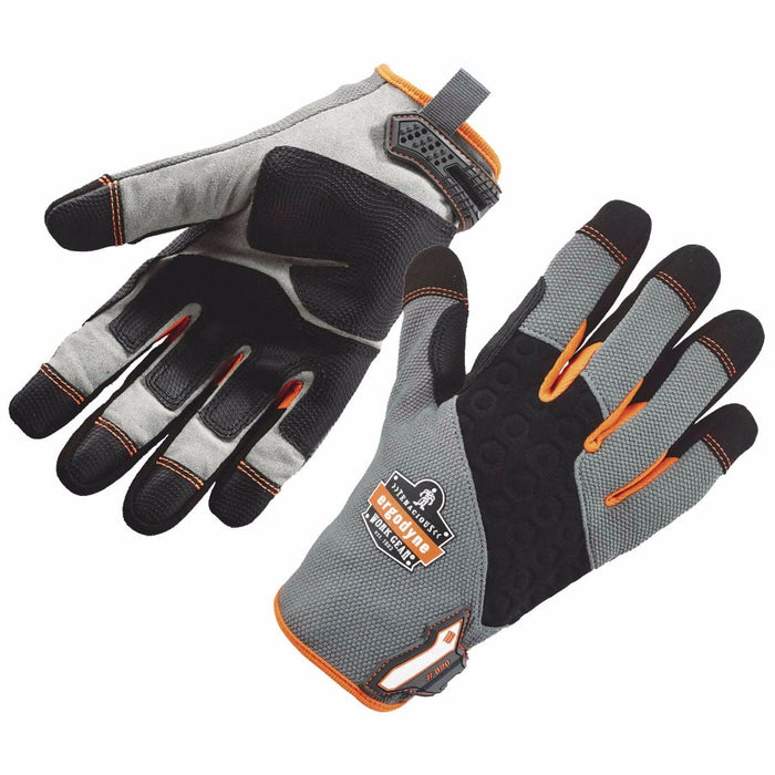 Ergodyne Small Black/Gray/Orange ProFlex¬Æ Tena-Grip ‚Ñ¢ Full Finger Mechanics Gloves With Hook And Loop Cuff