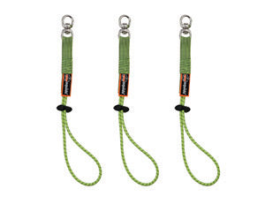 Ergodyne Squids¬Æ 3713 11" Hi-Viz Lime Nylon 3-Pack Tool Tails‚Ñ¢ Tool Lanyard With Elastic Loop And Plated Swiveling Connection