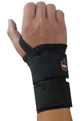 Ergodyne Small Black ProFlex¬Æ 4010 Elastic Double Strap Right Hand Wrist Support With Two-Stage Hook And Loop Closure And Open-Center Stay‚Ñ¢
