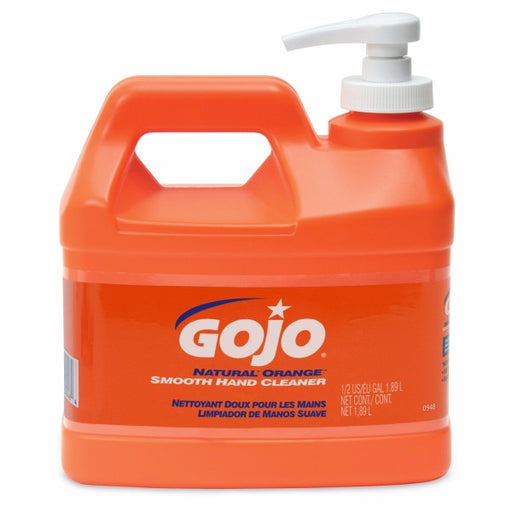 GOJO¬Æ 1/2 Gallon Bottle White to Gray Natural* Orange‚Ñ¢ Citrus Scented Smooth Hand Cleaner With Pump Dispenser