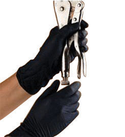 High Five®  Black 9.6" Onyx 3.5 mil Latex-Free Nitrile Ambidextrous Non-Sterile Exam Grade Powder-Free Disposable Gloves With Textured Finger Tip Finish And Beaded Cuff (100 Gloves Per Box)