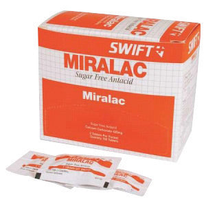 North By Honeywell¬Æ Swift First Aid Miralac Sugar Free Antacid Indigestion Tablet (2 Per Pack, 50 Packs Per Box)
