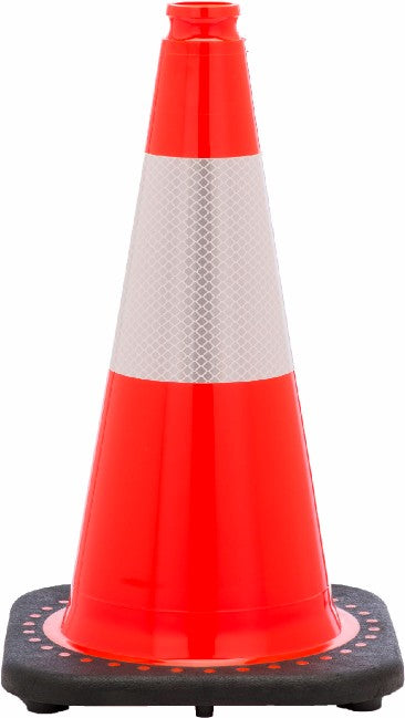 JBC‚Ñ¢ 18" Orange PVC Revolution Series 1-Piece Traffic Cone With Black Base And 6" 3M‚Ñ¢ Reflective Collar