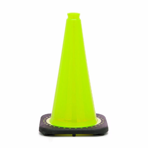 JBC‚Ñ¢ 18" Lime PVC Revolution Series 1-Piece Traffic Cone With Black Base