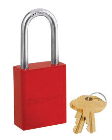Master Lock¬Æ Red 1 9/16" X 1 15/16" High-Visibility Aluminum Safety Lockout Padlock With 1 1/16" Shackle (6 Locks Per Set, Keyed Differently)