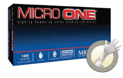 Microflex¨ X-Large White 9.645" Micro One¨ 5.5 mil Latex Ambidextrous Non-Sterile Medical Grade Lightly Powdered Disposable Gloves With Smooth Finish And Standard Examination Beaded Cuff (100 Each Per Box)