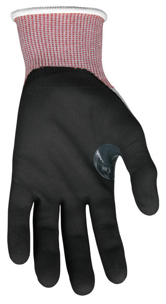 Memphis Glove Large Gray, Red And Black Ninja‚Ñ¢ 15 Guage DSM Dyneema Diamond Tech¬Æ, Nylon And Fiberglass Cut Resistant Gloves With Knit Wrist And Nitrile Foam Coating On Palm And Fingers