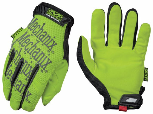 Mechanix Wear¬Æ Small Hi-Viz Yellow Safety Original¬Æ Full Finger Synthetic Leather Mechanics Gloves With Hook And Loop Cuff, Clarino¬Æ Synthetic Leather Padded Palm, Reinforcement Panels And 3M¬Æ Scotchlite‚Ñ¢ Reflective Ink Graphic Pattern Print